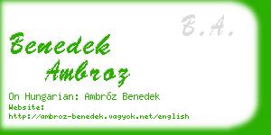 benedek ambroz business card
